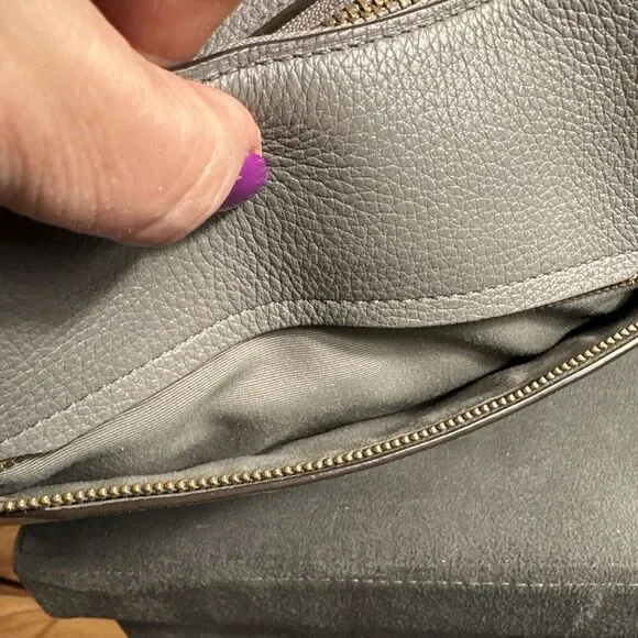 Coach F76697 Jes Colorblock Hobo Heather Gray/Black Pebbled Leather Shoulder Bag - Picture 6 of 12